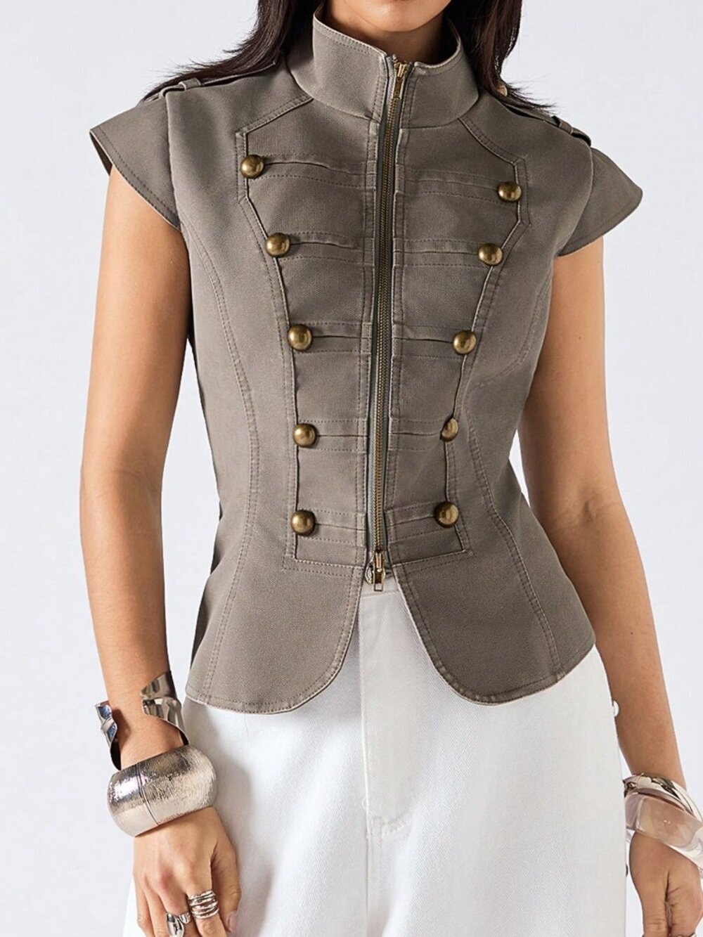 Casual Women's Arrive Minimalism Darin Collar Jacket vest